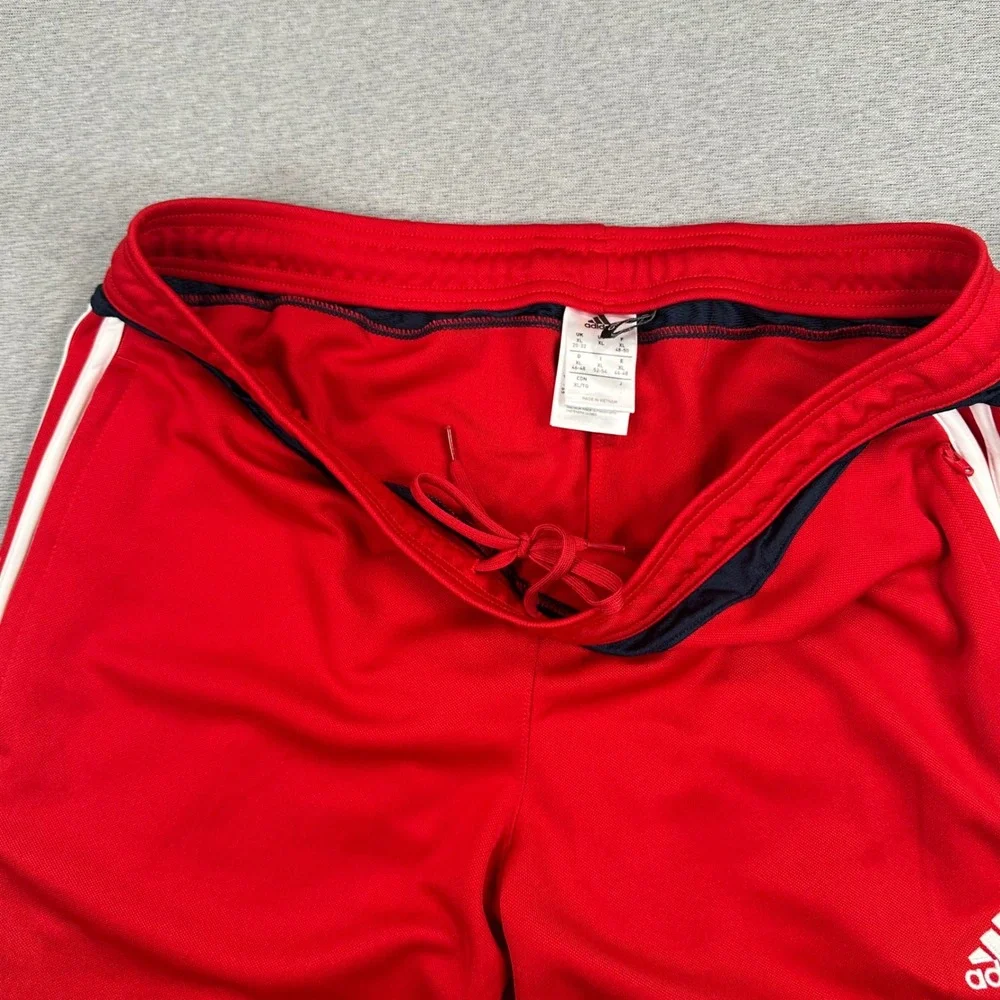 Adidas Climacool Track Pants Mens XL Red White Stripe Zipper Pockets Tapered